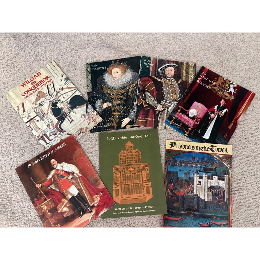 Vintage British Royalty History Booklet Lot Henry VIII Elizabeth I Tower London